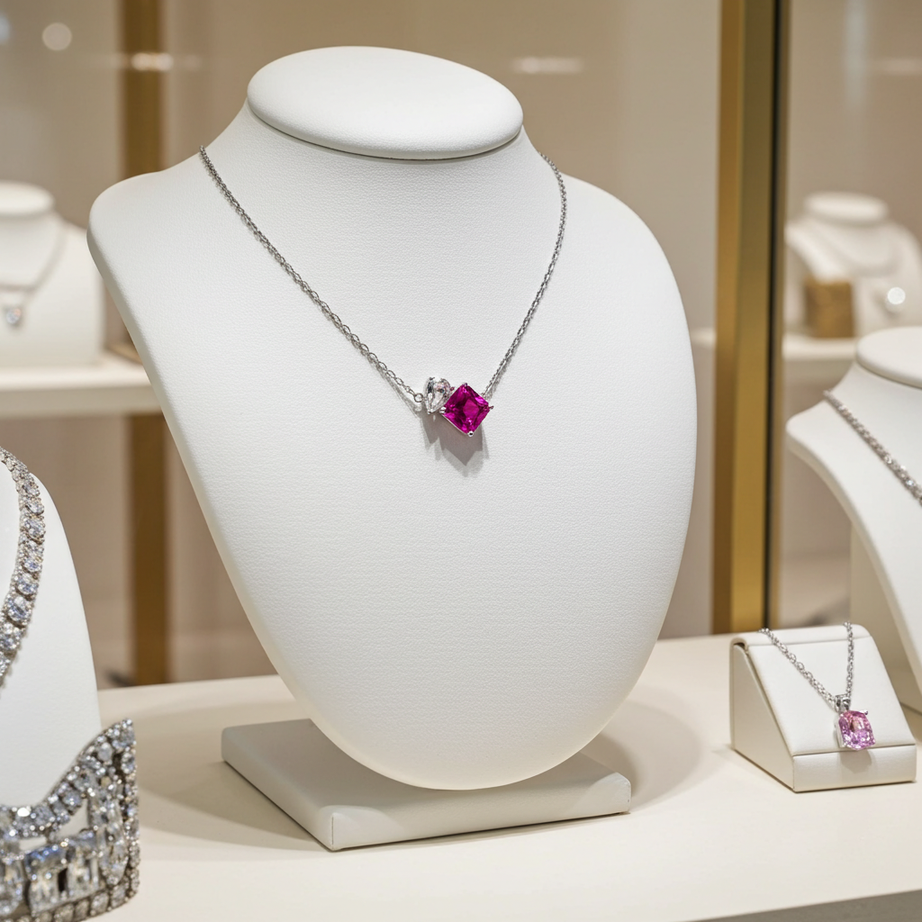 pink sapphire necklace, gemstone necklace, toi et moi necklace, toi et moi, Saphir Halskette, Silberkette, pink sapphire, rosa saphir, Schmuck Geschenk, Silber Halskette, Damen Halskette, hot pink sapphire necklace, pink sapphire neckalce,  Saphir Kette, pendant necklace, Rosegold Kette, rose-gold necklace, topas Halskette, topaz necklace, Geschenk, Schmuck