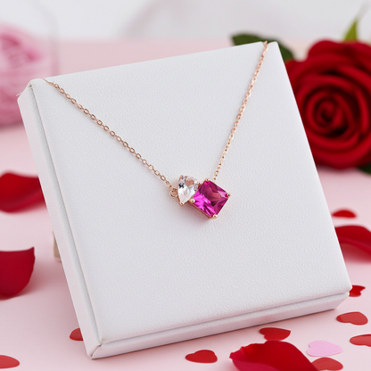 sapphire necklace, valentine gift, gemstone necklace, toi et moi necklace, toi et moi, Saphir Halskette, Silberkette, pink sapphire, rosa saphir, Schmuck Geschenk, Silber Halskette, Damen Halskette, hot pink sapphire necklace, pink sapphire neckalce,  Saphir Kette, Anhänderkette, pendant necklace, Rosegold Kette, rose-gold necklace, topas Halskette, topaz necklace, Geschenk, Schmuck