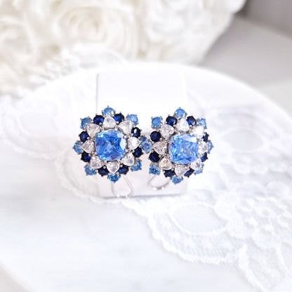 Silber Ohrringe, blaue Zirkonia Ohrringe, Weihnachtsohrringe, Schneeflocken Ohrringe, silver earrings cz blue, boucles doreilles, orecchini