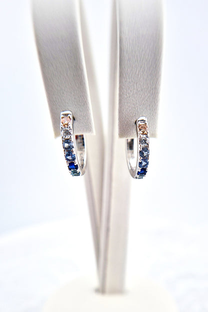 Silber Creolen mit blauen Steinchen