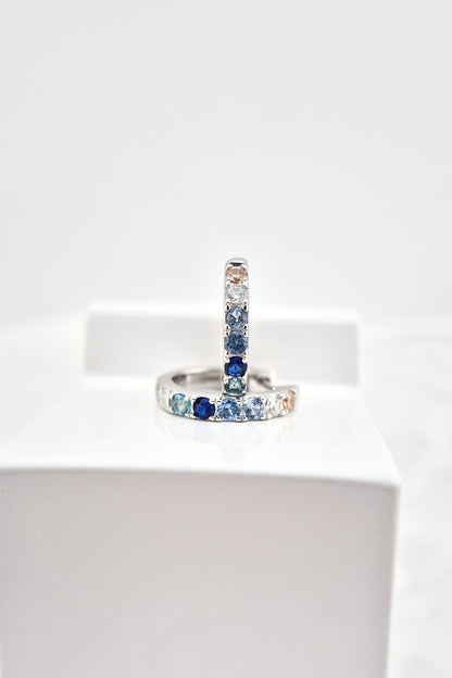 Silber Creolen mit blauen Steinen