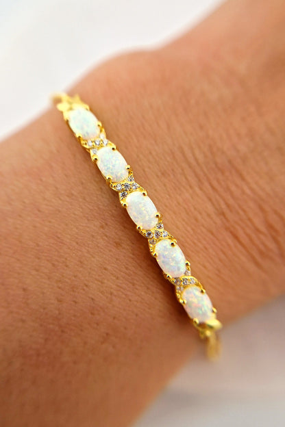 Weiss Opal Armband, White Opal Bracelet, Opal Armband, Opal Bracelet, white stone bracelet, Armband mit weissen Steinen, Edelstein Armband, Gemstone Bracelet, Goldenes Armband, golden Bracelet, Frauen Armband, bracelet for her, jewelry for her, Schmuck, Armband, Armschmuck, Bracelet, Jewelry, Bracelet Opale
