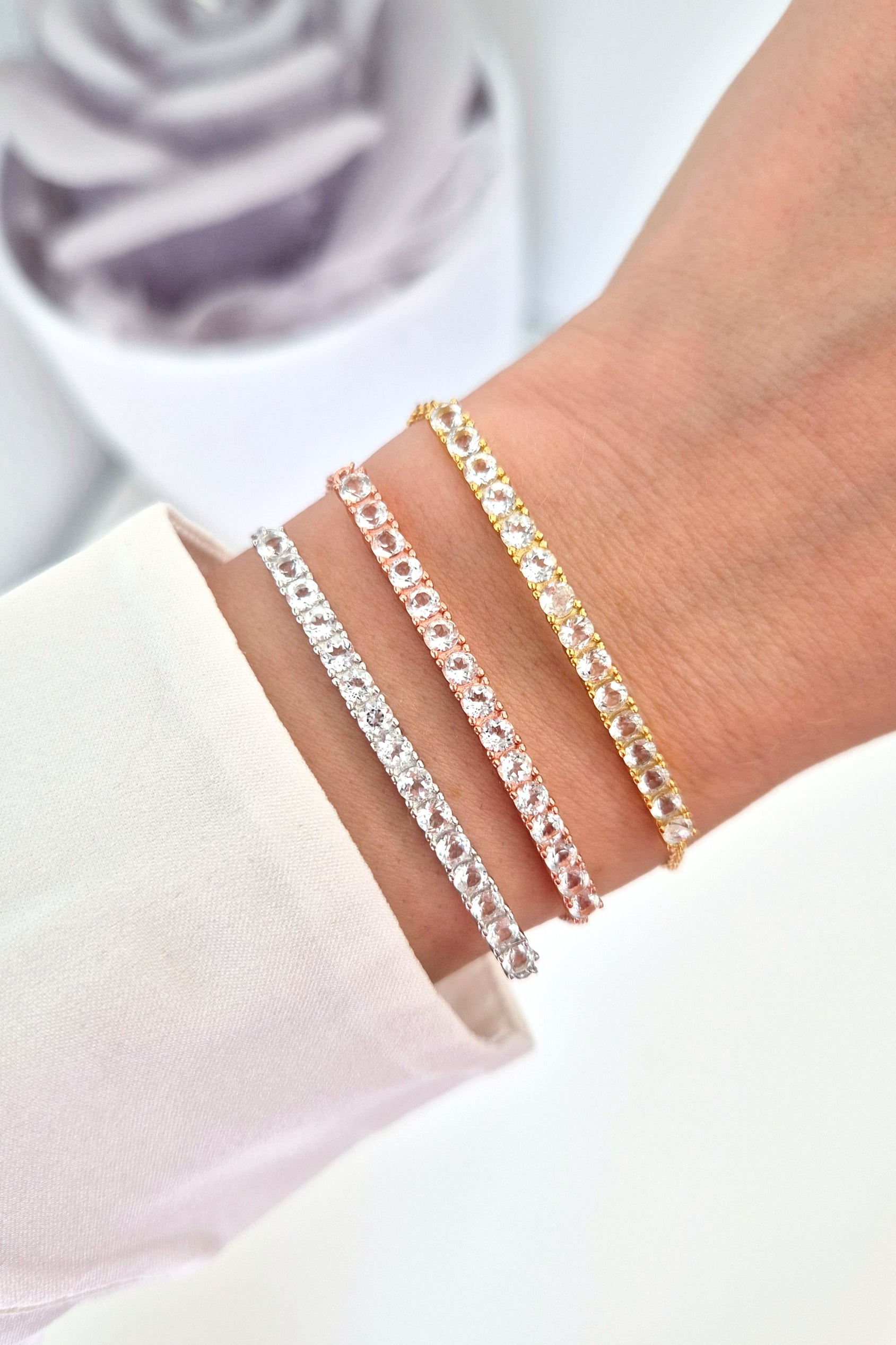 White Topaz Bracelet, Weiss Topas Armband, Topas Armband, Silber Armband, Gold Armband, Rosegold Amband, Tennis Armband, Frauen Armband, elegantes Armband, zeitloses Armband, Silver Bracelet, Tennis Bracelet, golden Braclelet, rose gold bracelet, timeless bracelet, feminine bracelet, bracelet for her, bracelet for him