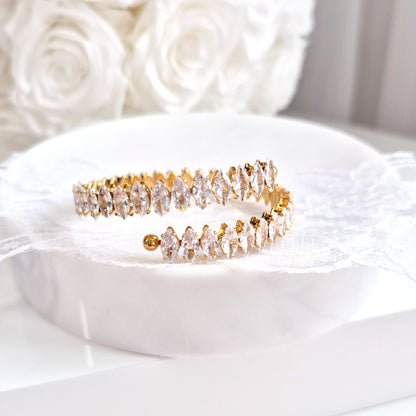 Zircon bracelet, Zirkonia Armband, cuff bracelet, open bangle, Armband, Armreif, goldenes Armband, golden Bracelet