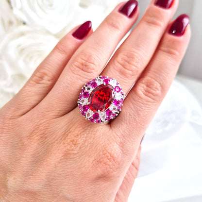Zirkonia Ring red passion, CZ Silver Ring, roter Zirkonia Ring Silber, Silberring, Damenring, Fingerring, bague, Anello, ring, roter Ring, red ring, ruby ring, Rubin Ring