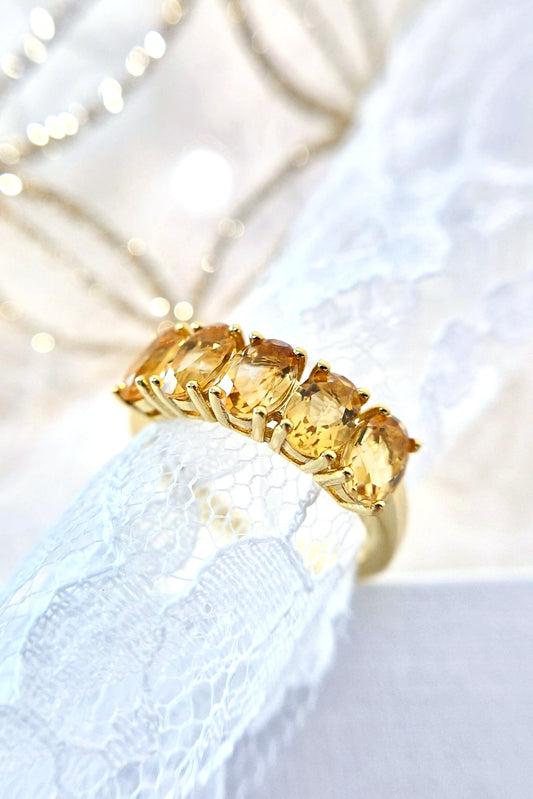Citrin Ring, Citrine Ring, vergoldeter Ring mit Citrin Edelstein, gold plated silver ring with citrine gemstone, Zitrin Ring, yellow quartz ring