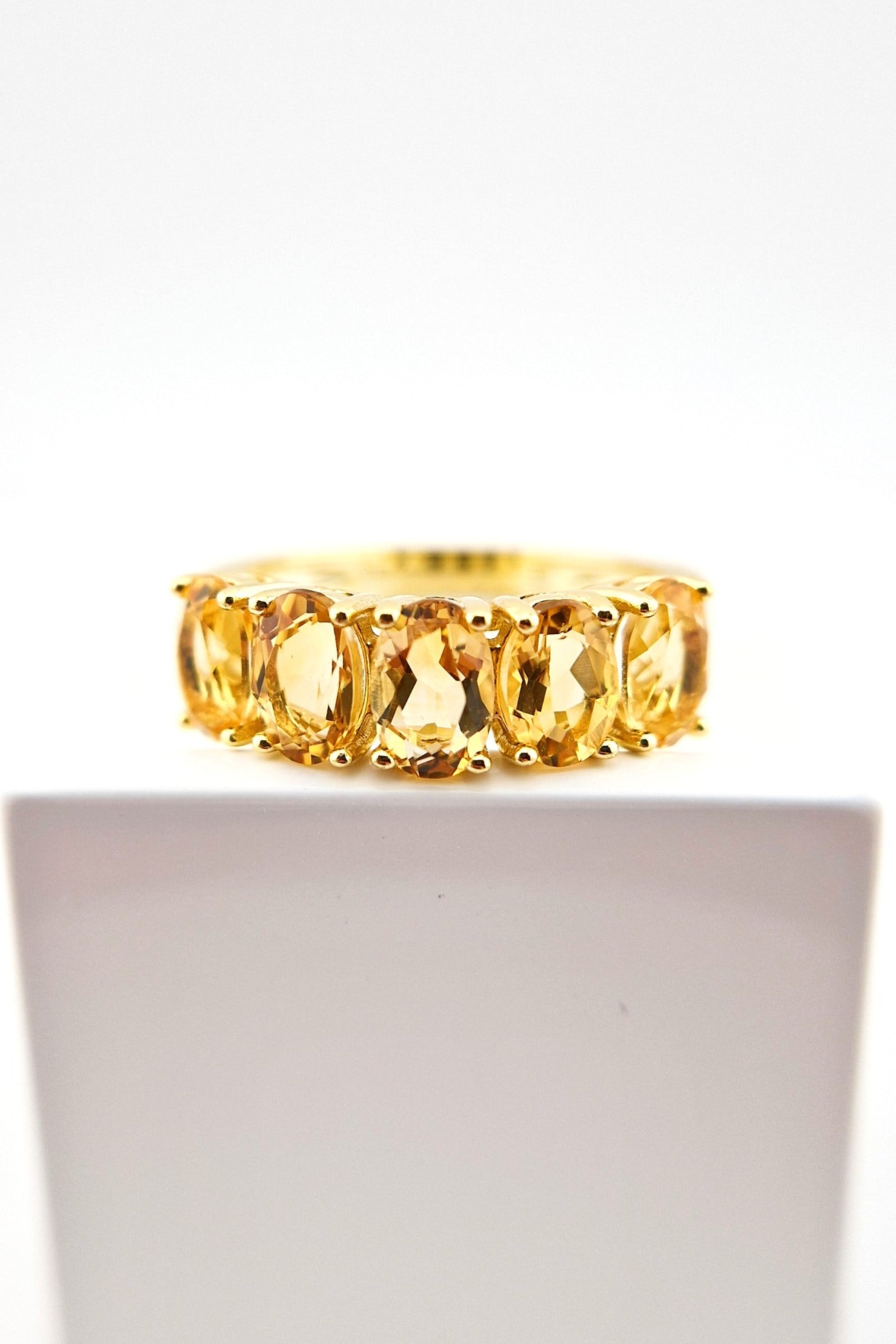 Citrin Ring, Citrine Ring, vergoldeter Ring mit Citrin Edelstein, gold plated silver ring with citrine gemstone, Zitrin Ring, yellow quartz ring