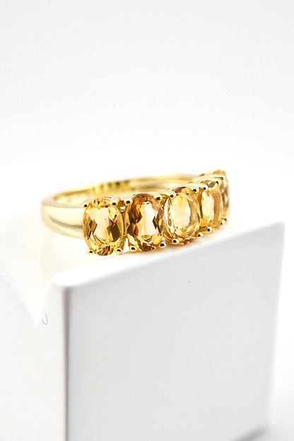 Citrin Ring, Citrine Ring, vergoldeter Ring mit Citrin Edelstein, gold plated silver ring with citrine gemstone, Zitrin Ring, yellow quartz ring