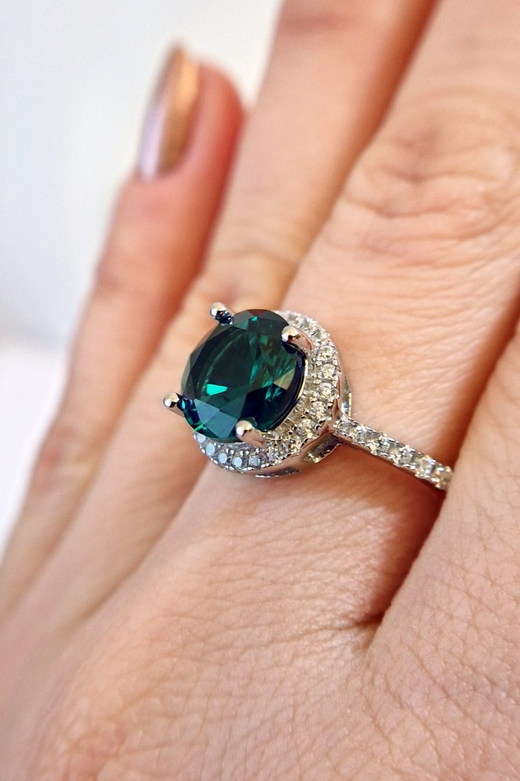Smaragd Ring, Emerald Ring, grüner Smaragd Ring, green Emerald ring, Silberring, Silber Ring, Fingerring Smaragd, Fingerring, grüner Ring, Edelsteinring, Gemstone Ring, green ring, Ring Emaerald, halo ring, emerald halo ring, silver ring