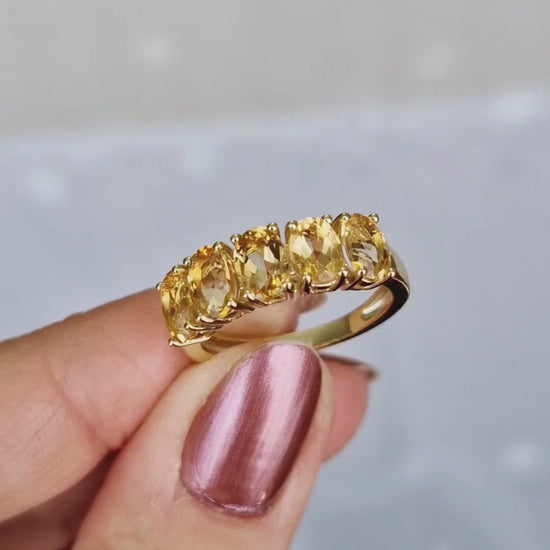 Citrin Ring, Citrine Ring, vergoldeter Ring mit Citrin Edelstein, gold plated silver ring with citrine gemstone, Zitrin Ring, yellow quartz ring