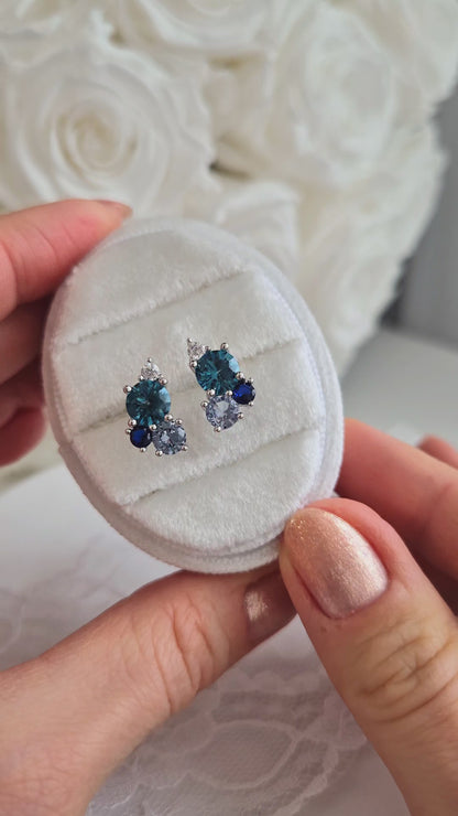 Silver Earrings London Blue Topaz, Silberohrringe, Silber Ohrstecker blauer Topas, Blau Topas Ohrringe, London Blue Topaz Earrings, Blautopas Ohrringe, Topas Ohrstecker, Silber Ohrringe mit blauen Edelsteinen, Silver Earrings