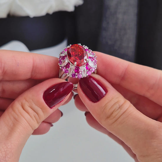 Zirkonia Ring red passion, CZ Silver Ring, roter Zirkonia Ring Silber, Silberring, Damenring, Fingerring, bague, Anello, ring, roter Ring, red ring, ruby ring, Rubin Ring