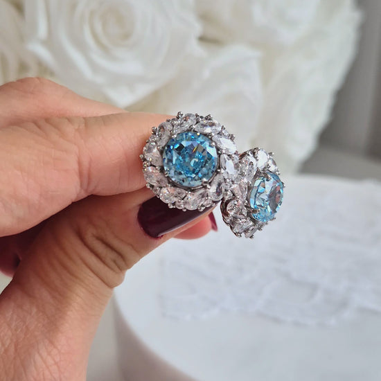 Ohrringe Zirkonia Eis Blau, Zirkonia Ohrstecker, Silber Ohrringe, Damenohrringe, earrings zirconia ice blue, cz earrings, stud earrings, orecchini, boucles doreilles, boucles, puces