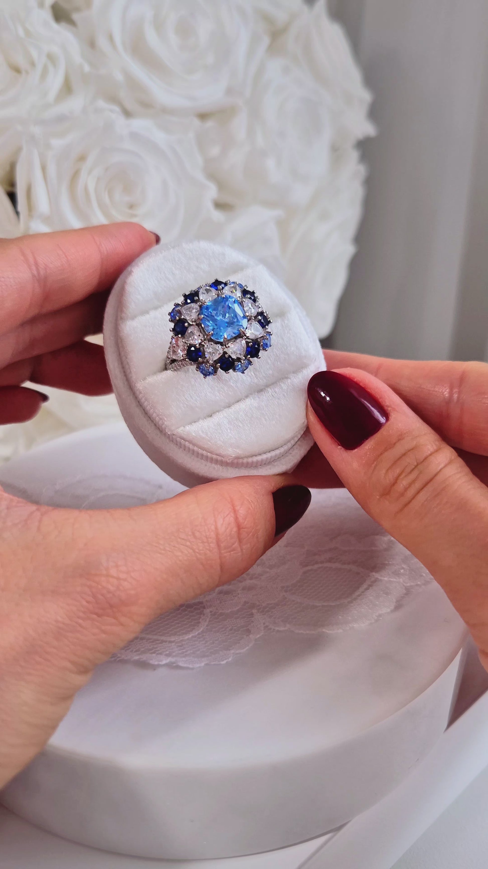 Zirkonia Ring, Zirkonia Ring blau, blauer CZ Ring, Silberring, Fingerring, blue zirconia ring, zirconia ring, cz ring, bague, annello, Silber Ring