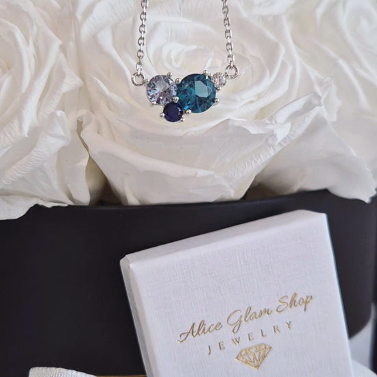 Blau Topas Kette, London Blue Topaz Necklace, blue gemstone necklace, pendant necklace, silver necklace, 9525 sterling silve, collier, collana, necklace, Halskette,royal blue sapphire necklace, aquamarine necklace, timeless jewelry, elegant jewellery, Silber Halskette mit Blautopas, Aquamarin und blauem Saphir Edelstein, Edelstein Kette Silber