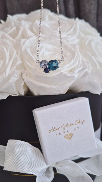 Blau Topas Kette, London Blue Topaz Necklace, blue gemstone necklace, pendant necklace, silver necklace, 9525 sterling silve, collier, collana, necklace, Halskette,royal blue sapphire necklace, aquamarine necklace, timeless jewelry, elegant jewellery, Silber Halskette mit Blautopas, Aquamarin und blauem Saphir Edelstein, Edelstein Kette Silber