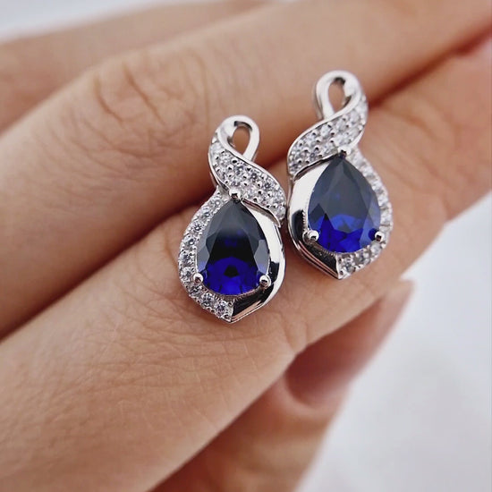 Saphir Ohrringe, Sapphire Earrings, Saphir Ohrstecker mit blauem Edelstein, Edelstein Ohrringe, Silber Ohrringe, Saphir Schmuck, Blau Saphir