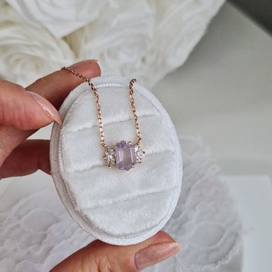 Lavendelquarz Halskette, Lavendel Quarz Kette, Lavender quartz necklace, lavender quartz, Lavendelquarz, Halskette, necklace, Collier en quartz lavande, Collana in quarzo lavanda, Rosegold Halskette, Rose gold necklace, Halskette, rosegold Kette, Collana, collier, pendant necklace, lavender necklace, Lavendel Halskette