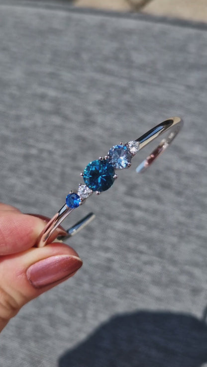 Armreifen mit blauen Edelsteinen, Silber Armreifen mit blauen Edelsteinen - blue gemstone bracelet, topaz bangle, Silber Schmuck mit Aquamarin, Saphir, Topas, London Blue Topaz Bracelet
