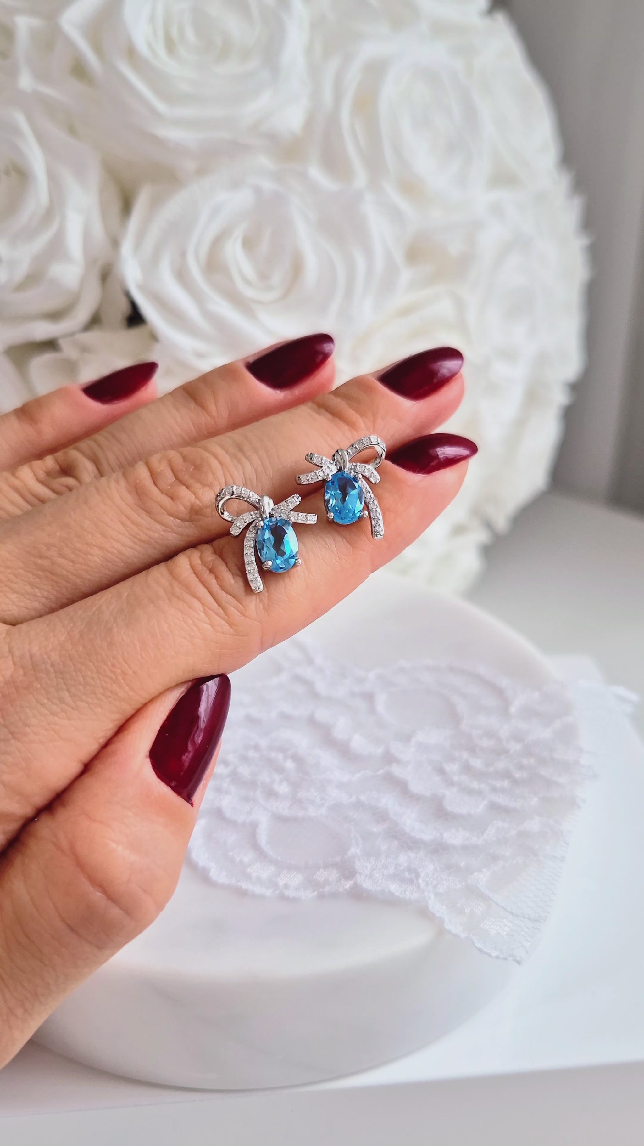 Bow studs, Schlaufen Ohrstecker, Silber Ohrringe, Clous, Boucles doreilles