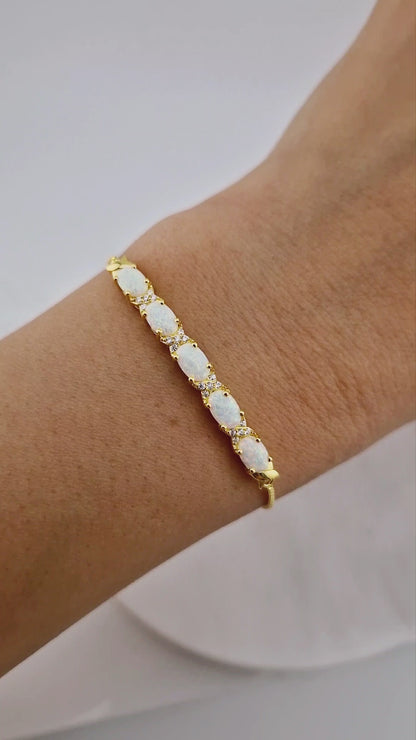 Weiss Opal Armband, White Opal Bracelet, Opal Armband, Opal Bracelet, white stone bracelet, Armband mit weissen Steinen, Edelstein Armband, Gemstone Bracelet, Goldenes Armband, golden Bracelet, Frauen Armband, bracelet for her, jewelry for her, Schmuck, Armband, Armschmuck, Bracelet, Jewelry, Bracelet Opale
