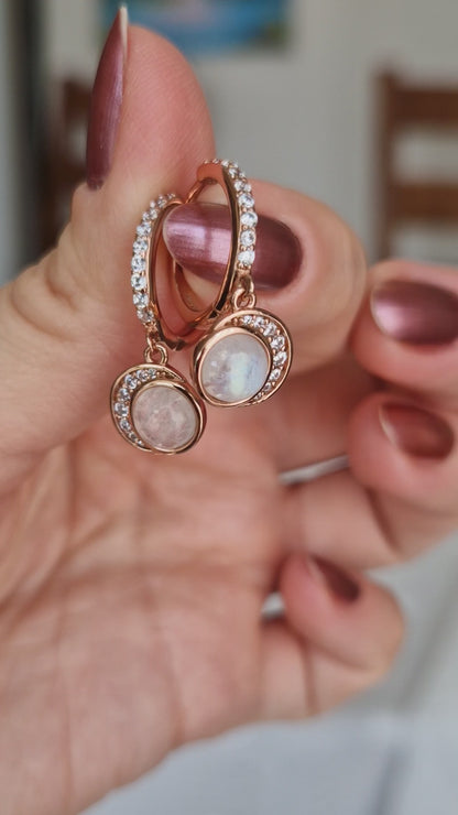 Mondstein Ohrringe Rosegold, Moonstone Earrings Rosegold, gemstone earrings, Silber Ohrringe mit Mondstein, SIlver Earrings moonstone, Edelstein Ohrringe, moonstone earrings