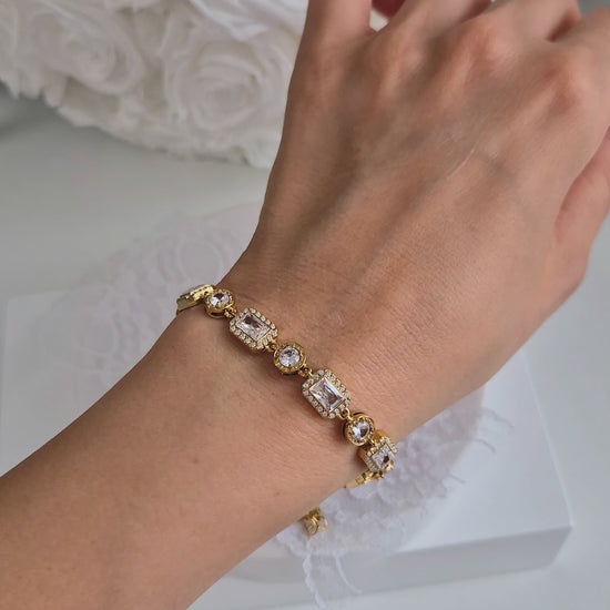 Goldenes Armband Zirkonia, Golden Bracelet Zircon, Armband, Bracelet in gold