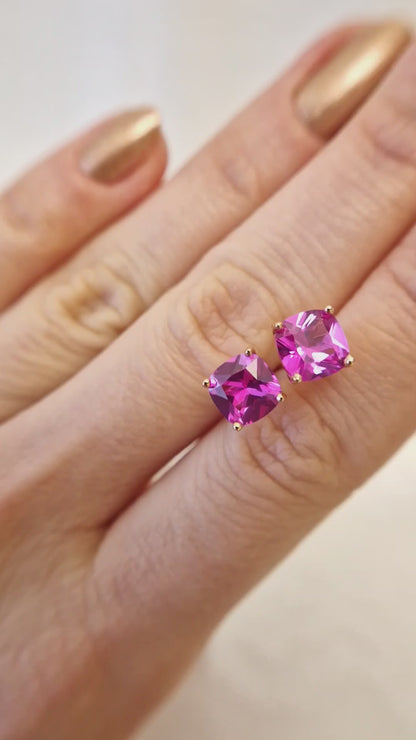Rosa Saphir Ohrstecker, Pink sapphire stud earrings, Saphir Ohrringe, Sapphire earrings, Ohrschmuck, Rosa Ohrringe Pink earrings, hot pink sapphire earrings, hot pink earrings, Ohrschmuck, Ohrstecker, Ohrringe, studs, earrings, stud earrings