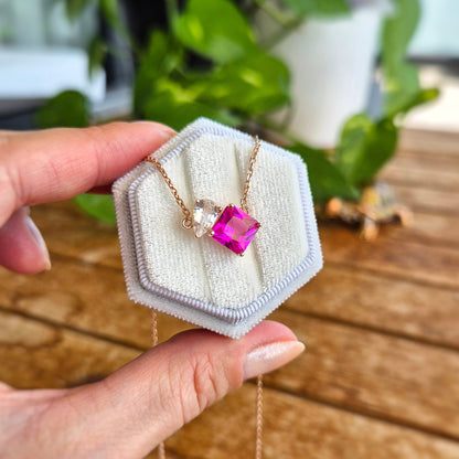 Saphir Halskette, Sapphire necklace, gemstone necklace, toi et moi necklace, toi et moi, Rosa Saphir Halskette, Silberkette, Silber Halskette, Damen Halskette, hot pink sapphire necklace, pink sapphire neckalce, sapphire pendant, Saphir Kette, Anhängerkette, pendant necklace, Rosegold Kette, rose-gold necklace, topas Halskette, topaz necklace, Silber Halskette mit Saphir Ahänger, Halskette, necklace, collier, collana, Schmuck, jewelry, jewellery, bijoux, gioielli, accessoire